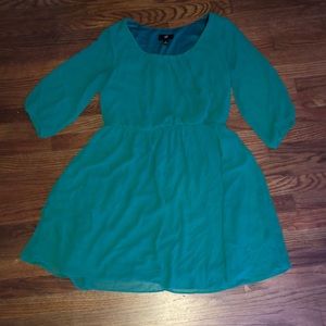 Blue Green Mid Sleeve Dress